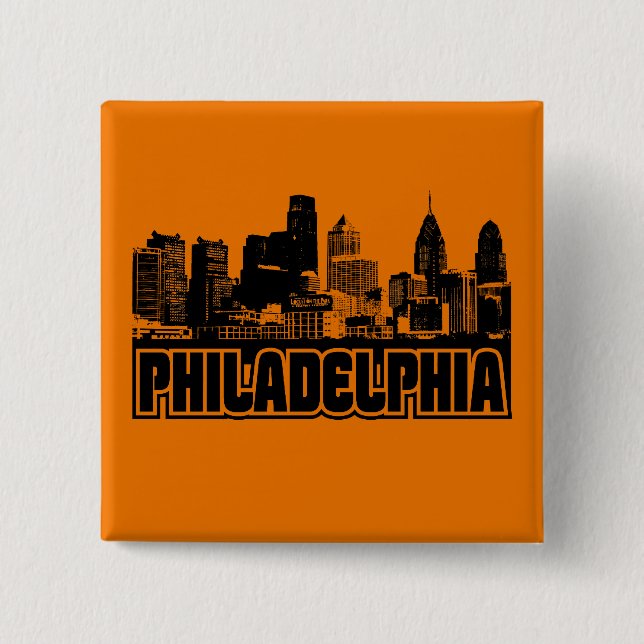 Philadelphia Skyline Pinback Button (Front)