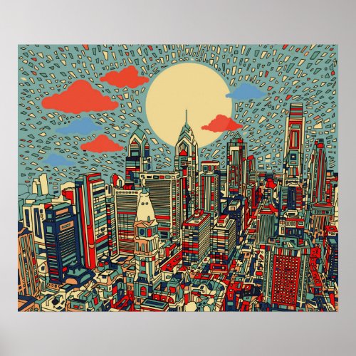 philadelphia skyline poster