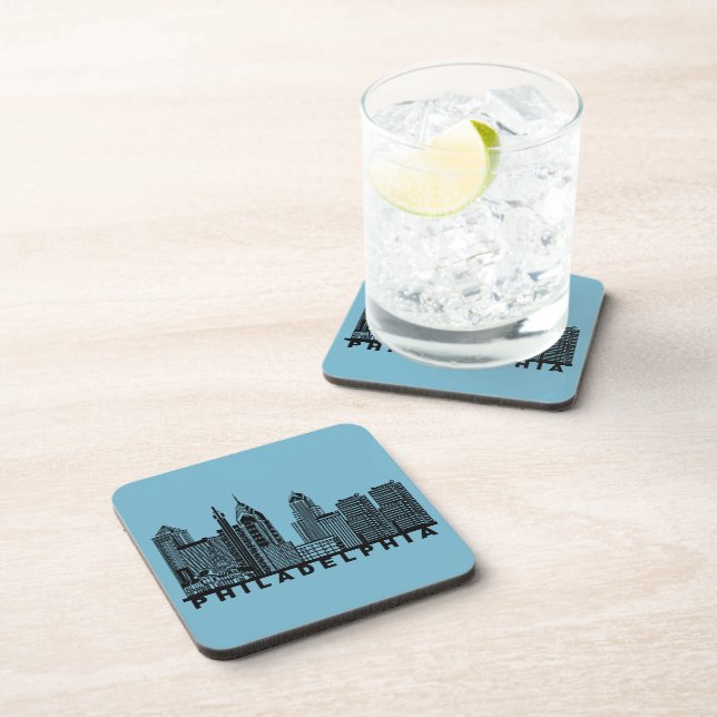 Philadelphia Skyline Silhouette  Beverage Coaster (Right Side)