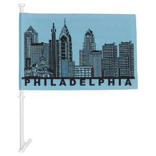 Philadelphia Skyline Silhouette Car Flag