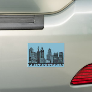Philadelphia Skyline Silhouette Car Magnet