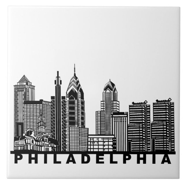 Philadelphia Skyline Silhouette  Ceramic Tile (Front)