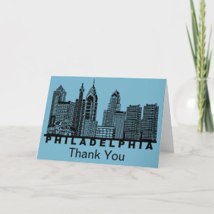 Philadelphia Skyline Silhouette Letterpress Thank You Card