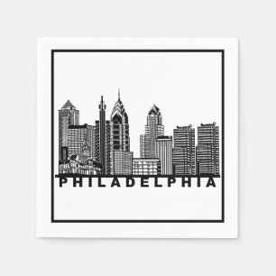 Philadelphia Skyline Silhouette Napkins