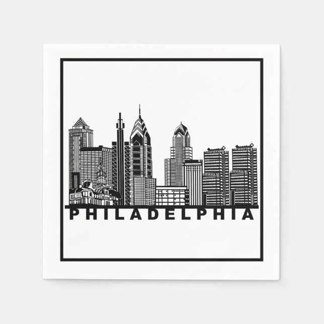 Philadelphia Skyline Silhouette  Napkins (Front)