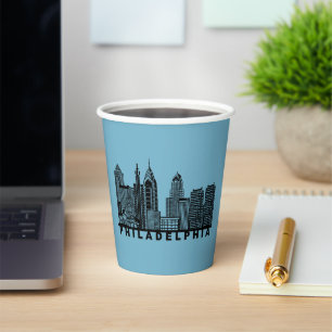 Philadelphia Skyline Silhouette Paper Cups