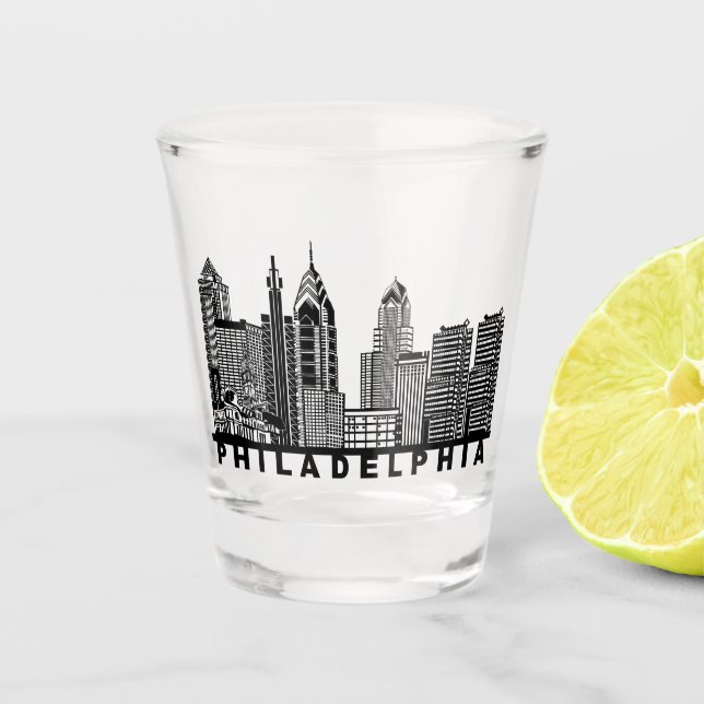 Philadelphia Skyline Silhouette  Shot Glass (Front)