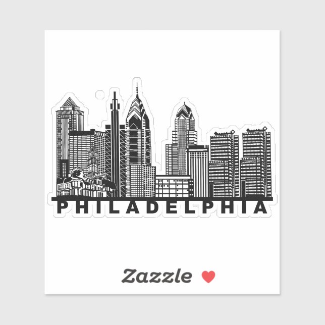 Philadelphia Skyline Silhouette Sticker (Sheet)