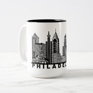 Philadelphia Skyline Silhouette Two-Tone Coffee Mug