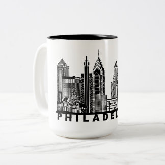 Philadelphia Skyline Silhouette  Two-Tone Coffee Mug