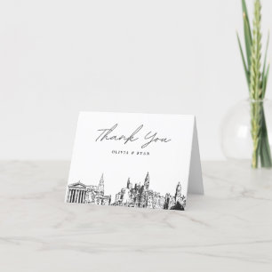 Philadelphia Skyline Sketch Blank Thank You Card