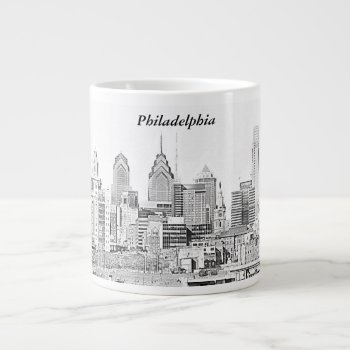 Philadelphia Skyline Sketch Jumbo Mug by KenKPhoto at Zazzle