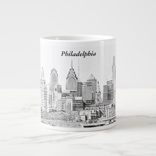 Philadelphia Skyline Sketch Jumbo Mug