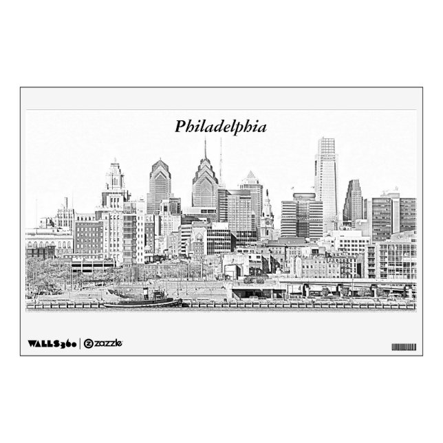 Philadelphia Skyline Sketch Wall Decal (Front)