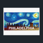 Philadelphia Skyline  Starry Night Van Gogh Insp. Postcard<br><div class="desc">Philadelphia Skyline Scissor Cut & Starry Night Postcard
Van Gogh inspired</div>