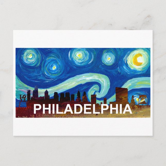 Philadelphia Skyline  Starry Night Van Gogh Insp. Postcard (Front)