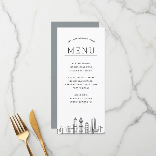 Philadelphia Skyline  Wedding Event Dinner Menu