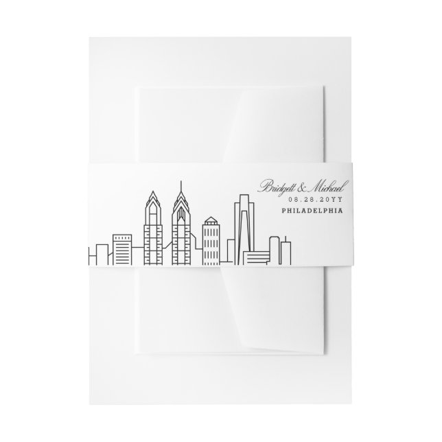 Philadelphia Skyline Wedding |  Invitation Belly Band (Front Example)