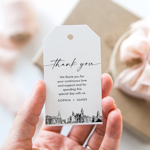 Philadelphia Skyline Wedding Thank You Favor Tag