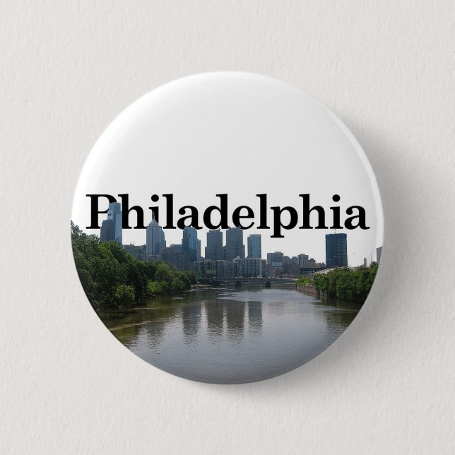 Philadelphia Skyline - with Phil. in the backgrnd Pinback Button (Front)