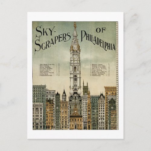 Philadelphia Skyscrapers 1898 Vintage Poster Postcard