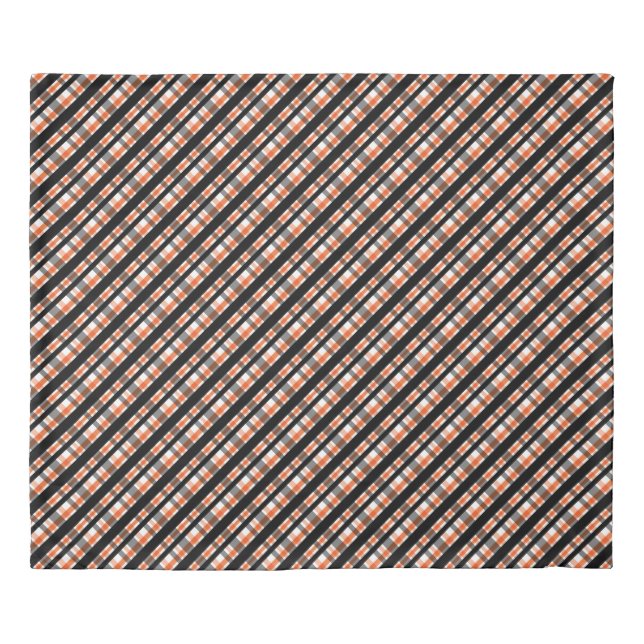 Philadelphia Sports Fan Black Orange White Plaid Duvet Cover (Front)