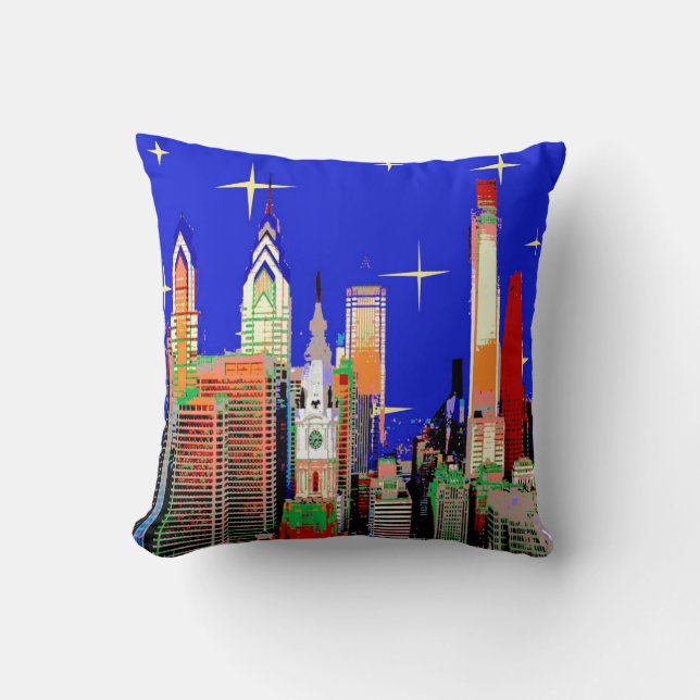 Philadelphia Starry Night Throw Pillow (Front)
