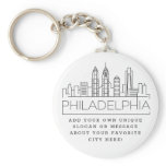 Philadelphia Stylized Skyline | Custom Slogan Keychain