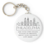 Philadelphia Stylized Skyline | Custom Slogan Keychain Philadelphia Stylized Skyline | Custom Slogan Keychain