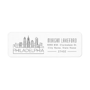 Philadelphia Stylized Skyline Label