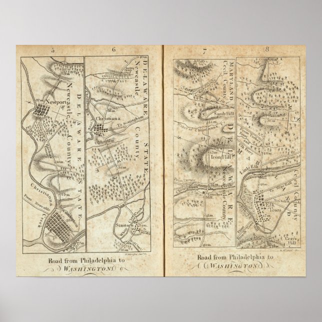 Philadelphia to Washington Road Map 2 Poster (Front)