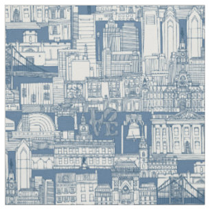 Philadelphia toile cobalt denim fabric