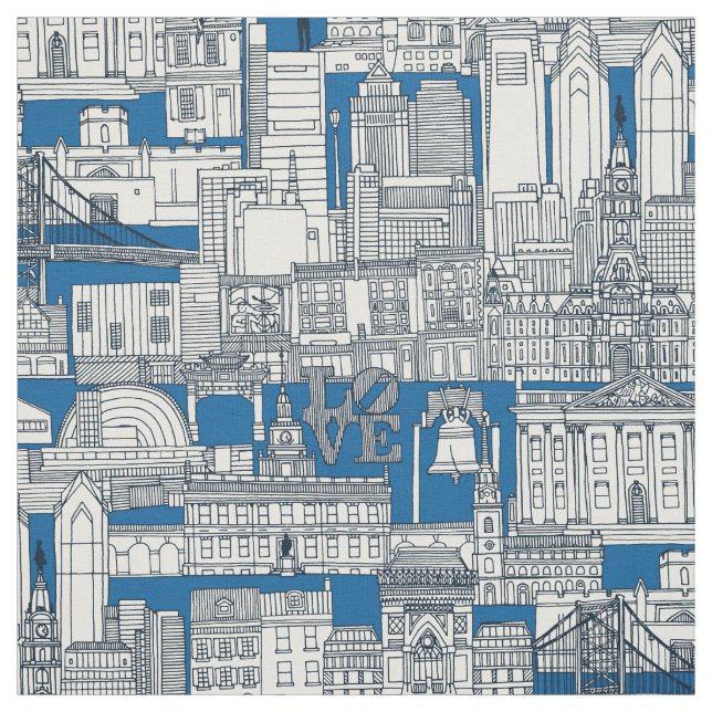 Philadelphia toile cobalt indigo fabric (Swatch)