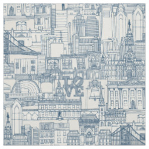 Philadelphia toile cobalt strong white fabric