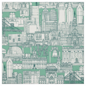 Philadelphia toile dark teal peppermint fabric