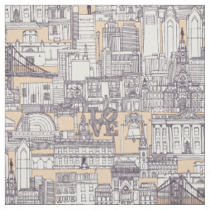 Philadelphia toile mulberry sand fabric