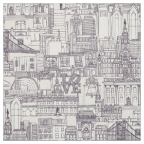 Philadelphia toile mulberry strong white fabric