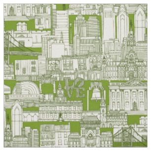 Philadelphia toile olive dark green fabric