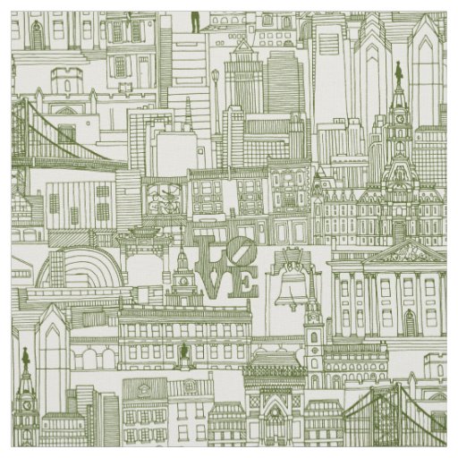 Philadelphia toile pearl dark green fabric