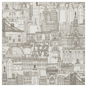 Philadelphia toile tea brown strong white fabric