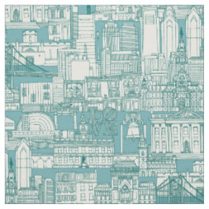 Philadelphia toile viridian turquoise fabric