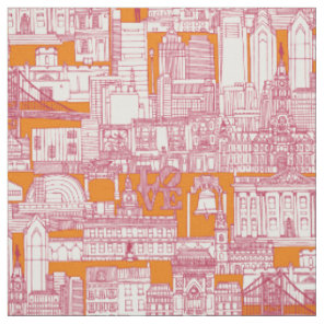 Philadelphia toile viva magenta satsuma fabric