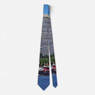 Philadelphia - Tugboat by Philadelphia Skyline II Neck Tie