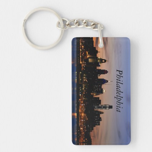 Philadelphia Twilight Rectangle Key Chain