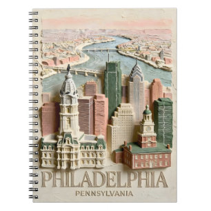 Philadelphia US Skyline Vintage Textured Cityscape Notebook