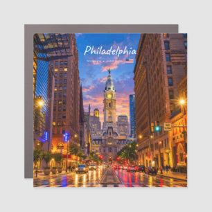 Philadelphia, USA - City Hall Twilight Skyline Car Magnet