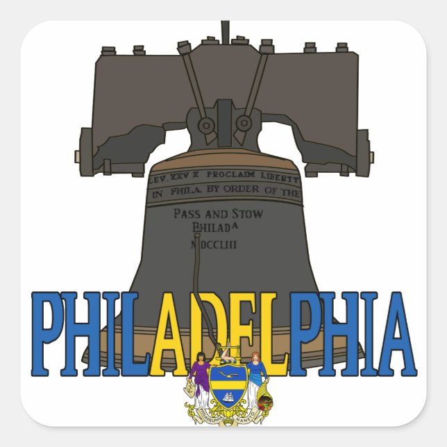 Philadelphia USA Liberty Bell Square Sticker (Front)