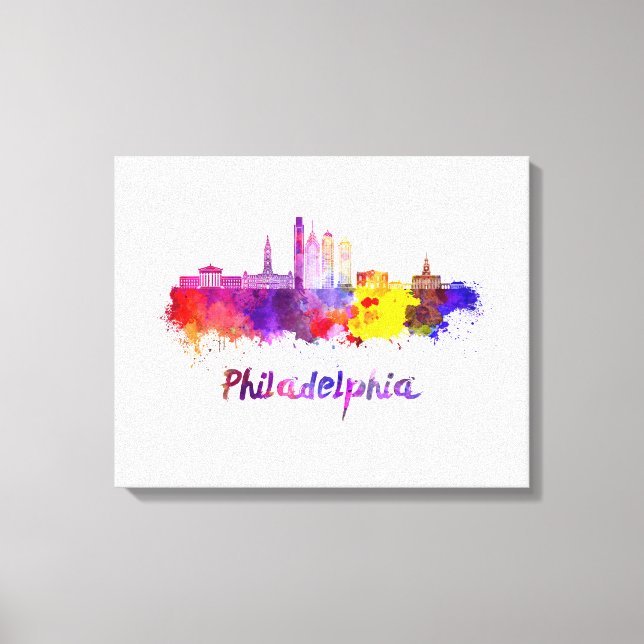 Philadelphia V2 skyline in watercolor Canvas Print (Front)