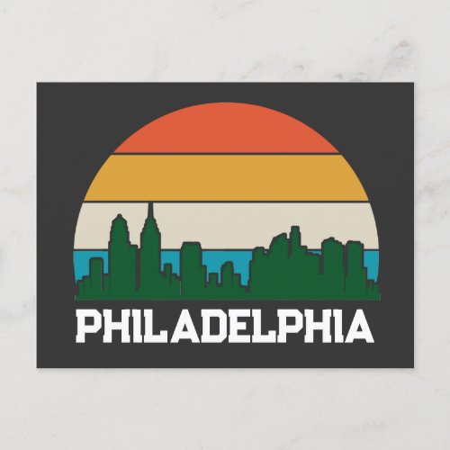 Philadelphia Vintage City Sunset Postcard