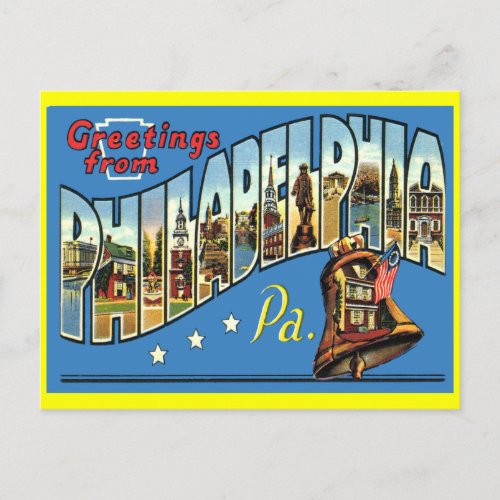 Philadelphia Vintage Greeting Postcard